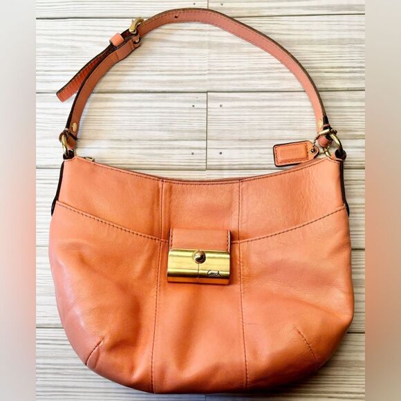 07-Coach 43723 Kristin Top Handle Peach Leather Shoulder Bag and Wallet Set - Picture 6 of 12